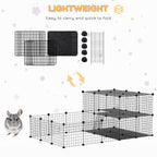 Pet Playpen with Door, Metal Mesh Cage with Mallet, Black