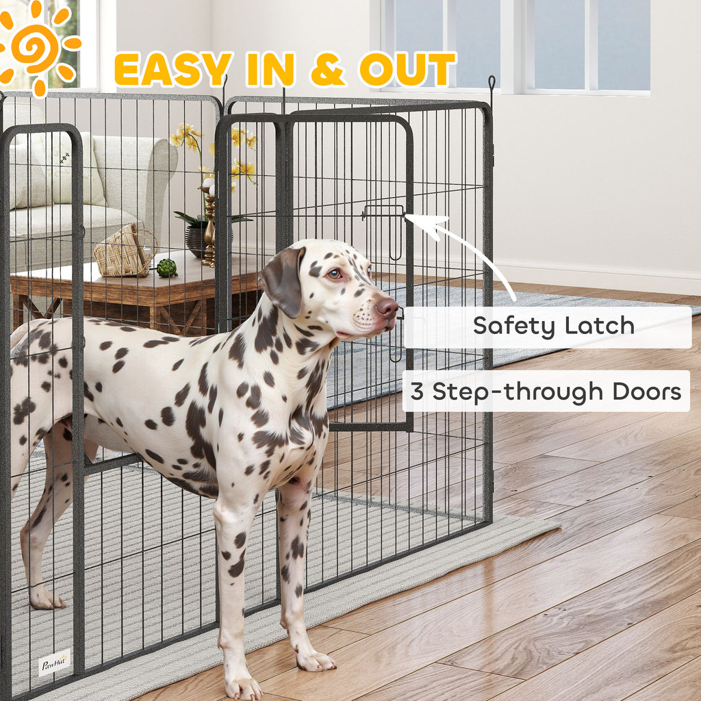 Dog Playpen for Indoor Outdoor, 24 Panels 39" H Puppy Playpen with Lockable Door, DIY Shape Pet Exercise Fence, Gray