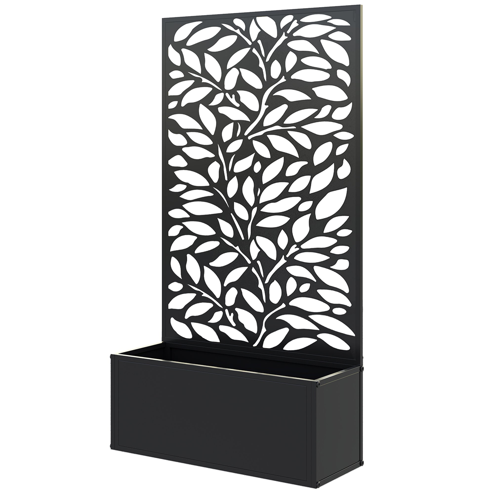 Metal Garden Bed with Trellis for Climbing Plants, Freestanding or Wall Mounted Flower Bed for Garden, Patio, Balcony