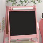 Art Easel for Kids with Paper Roll, Blackboard, Whiteboard, Storage, Pink