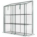 Lean-to Greenhouse, Portable Greenhouse with 3 Tier Shelves, 2 Roll-Up Zippered Doors, 56.3" x 18.1" x 59.4", Clear