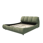 Queen Size Upholstered Bed with Oversized Padded Backrest, Solid Wood Frame, Adjustable Mattress Heights, 96.5" L x 70" W x 43.5" H, Green