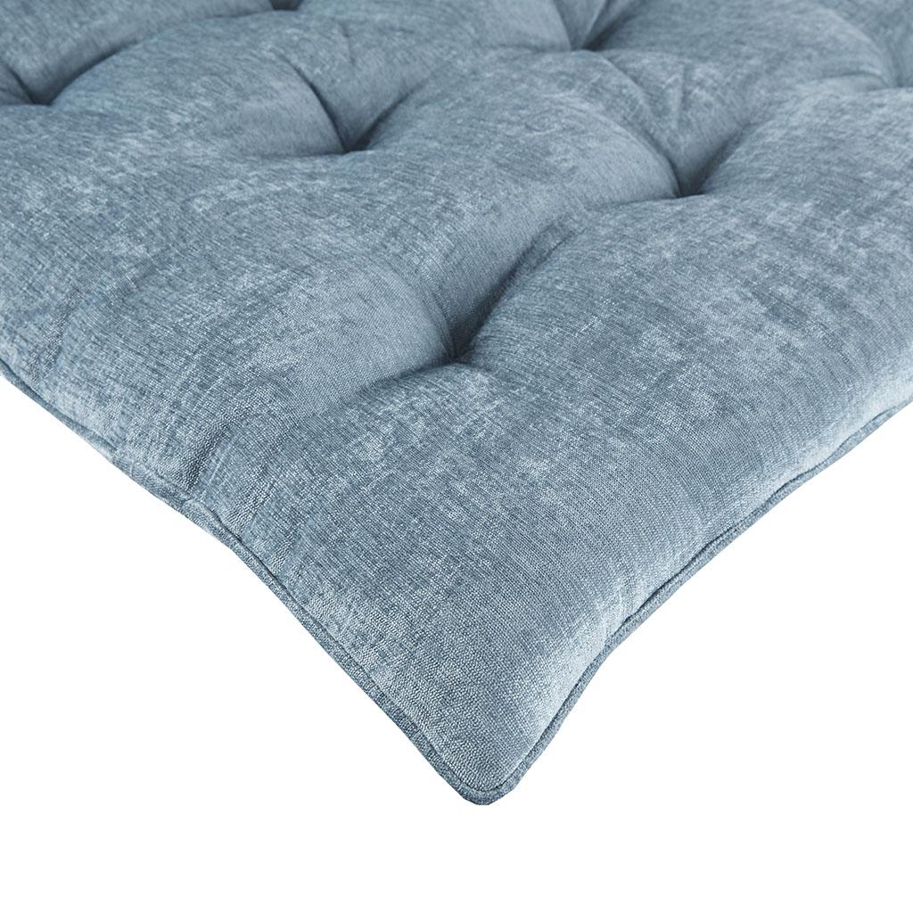 Poly Chenille Floor Pillow Cushion with Tufted Detailing, Self Travel Wrap, Lightweight Long Lounger for Relaxing, 74" L x 27" W x 3" H, Aqua
