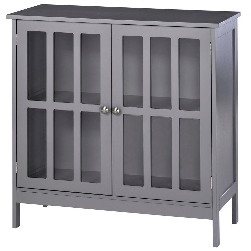 Contemporary Storage Cabinet, Cupboard Buffet Credenza with 2 Doors for Kitchen, Hallway, Living Room, Gray