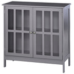 Contemporary Storage Cabinet, Cupboard Buffet Credenza with 2 Doors for Kitchen, Hallway, Living Room, Gray