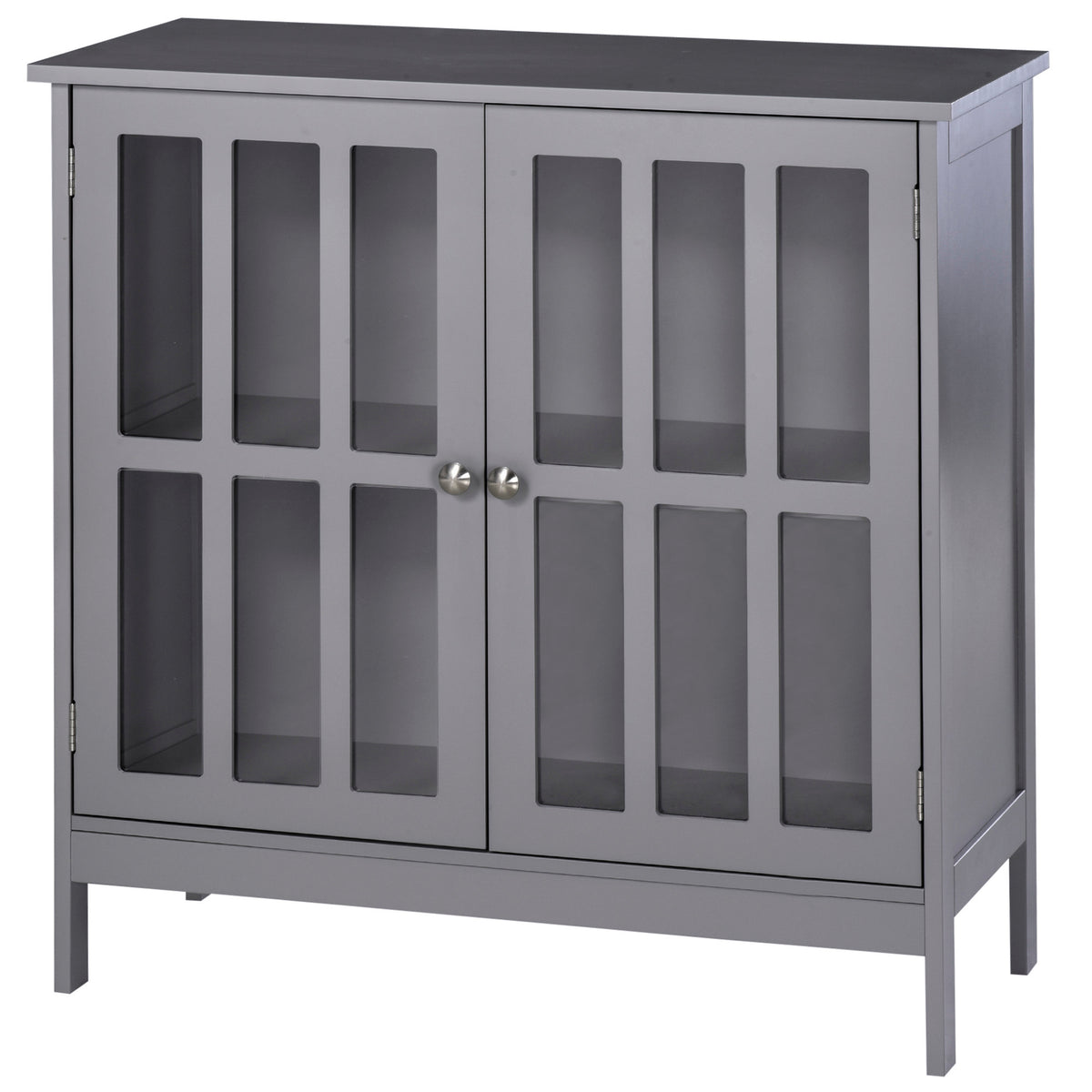 Contemporary Storage Cabinet, Cupboard Buffet Credenza with 2 Doors for Kitchen, Hallway, Living Room, Gray