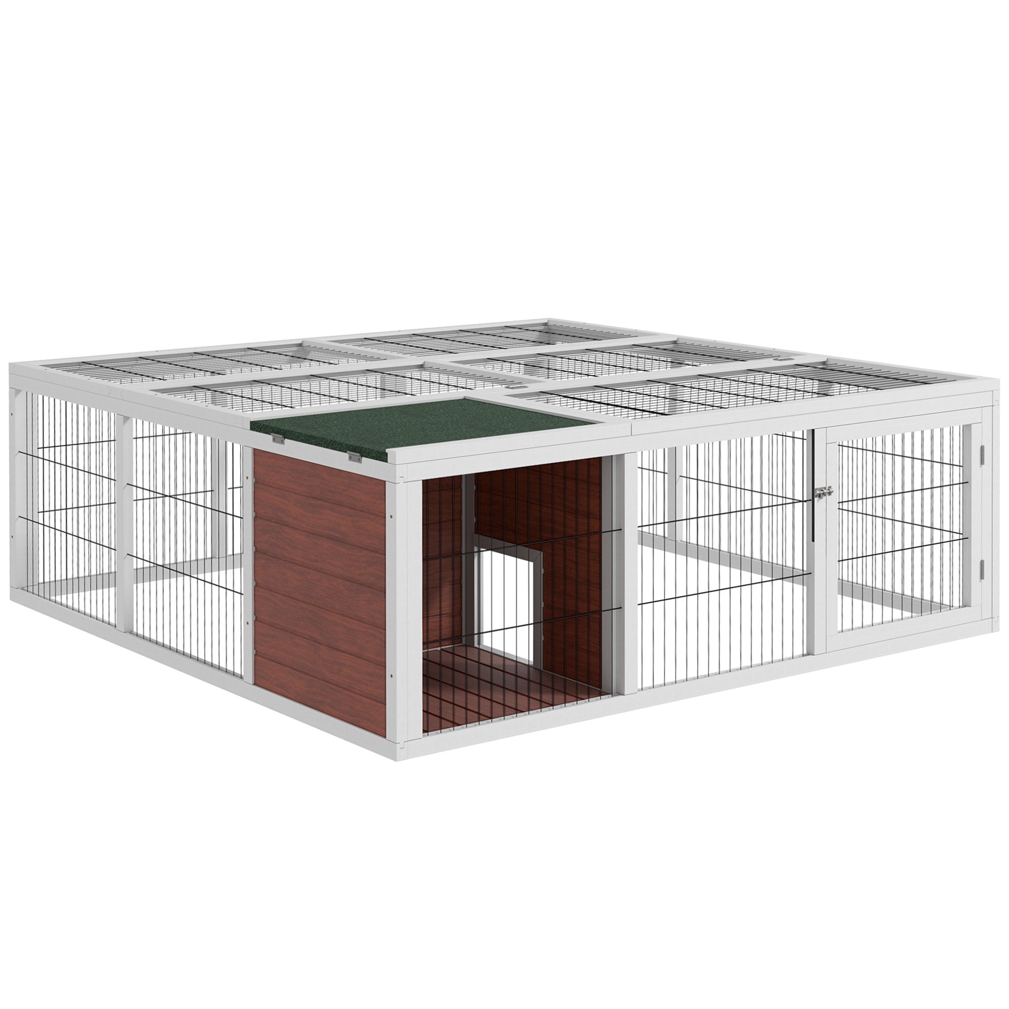59" Wooden Outdoor Rabbit Hutch Playpen Tortoise House Habitat with Run and Enclosed Cover