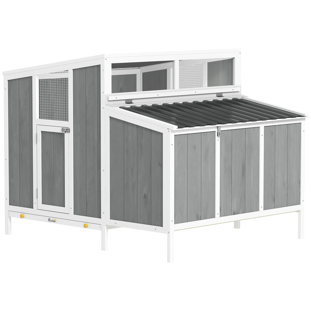Chicken Coop, Wooden Chicken House for 4-6 Hens, Outdoor Hen House with Nesting Box, Pull-Out Tray and Weatherproof Roof