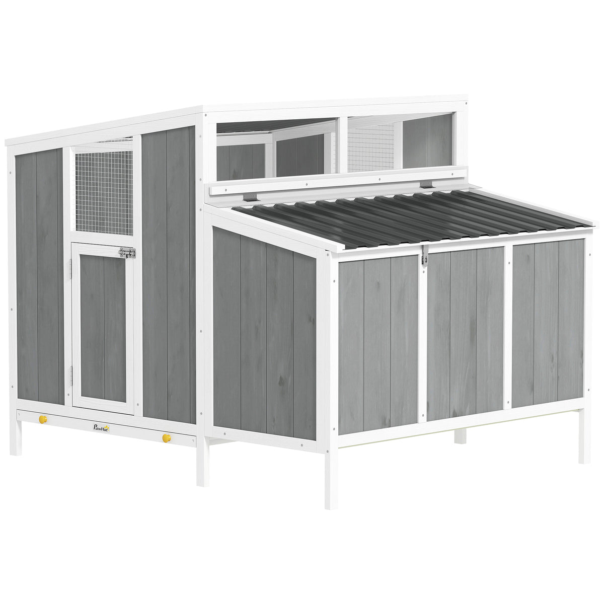 Chicken Coop, Wooden Chicken House for 4-6 Hens, Outdoor Hen House with Nesting Box, Pull-Out Tray and Weatherproof Roof