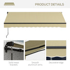 10' x 8' Retractable Awning, 280gsm UV Resistant Sunshade Shelter for Deck, Balcony, Yard, Beige