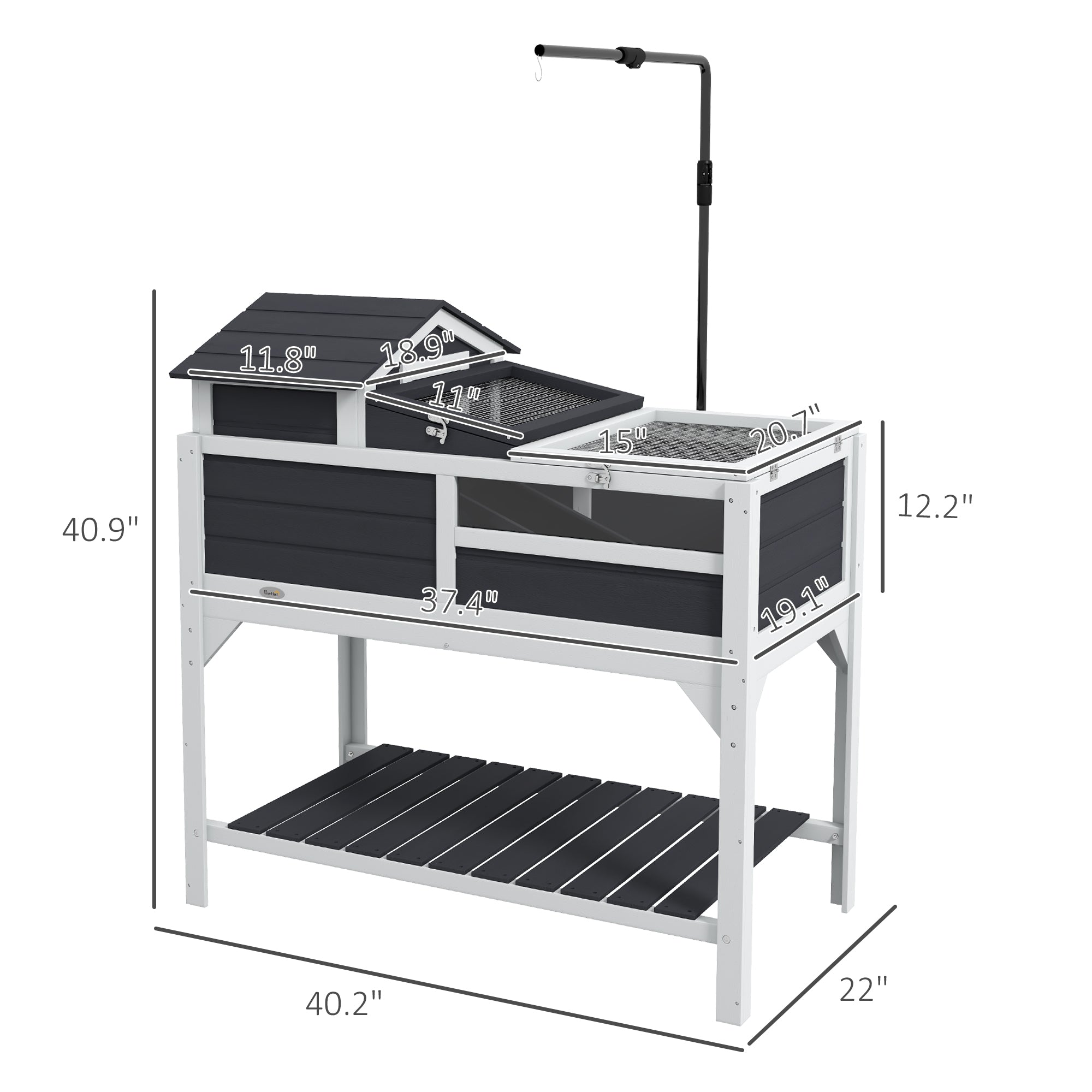 Tortoise Enclosure Tortoise House w/ Adjustable Lamp Holder, Storage Shelf, Removable Main House, Openable Lid, Gray