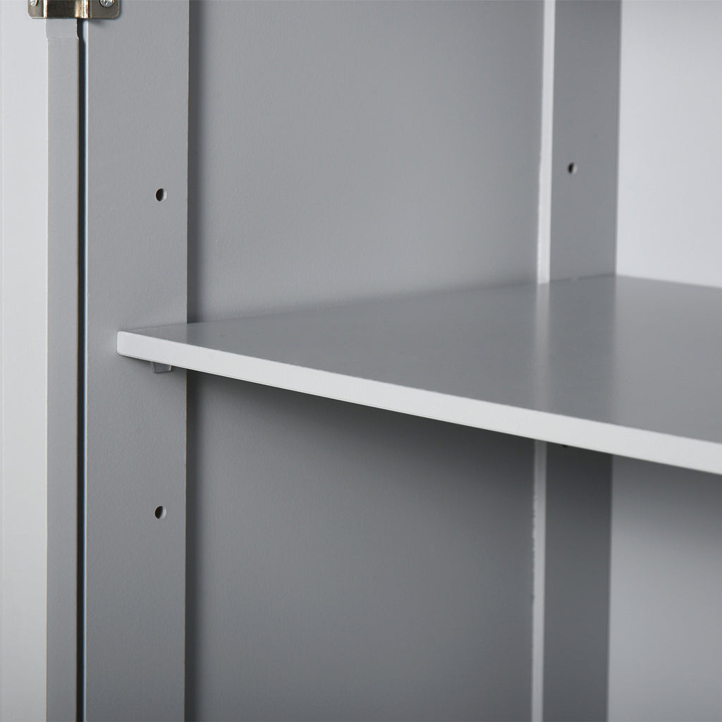 Freestanding Bathroom Floor Cabinet, Wooden Bathroom Cabinet with 2 Doors, 2 Drawers and Adjustable Shelf, Gray