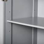 Freestanding Bathroom Floor Cabinet, Wooden Bathroom Cabinet with 2 Doors, 2 Drawers and Adjustable Shelf, Gray