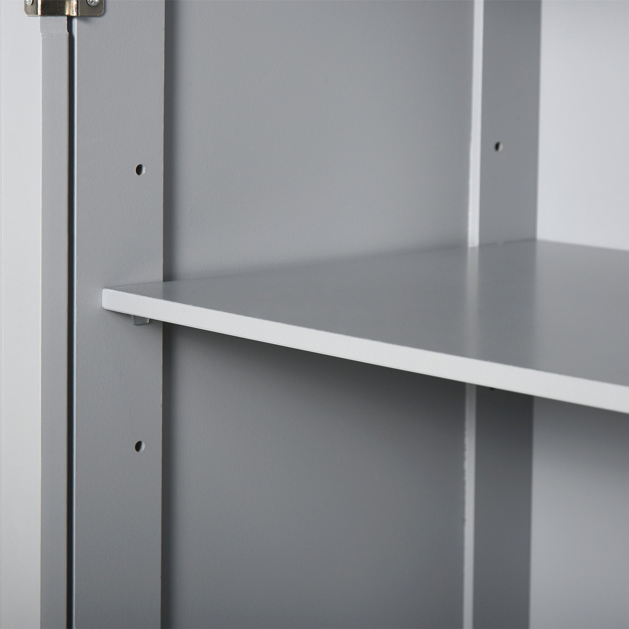 Freestanding Bathroom Floor Cabinet, Wooden Bathroom Cabinet with 2 Doors, 2 Drawers and Adjustable Shelf, Gray
