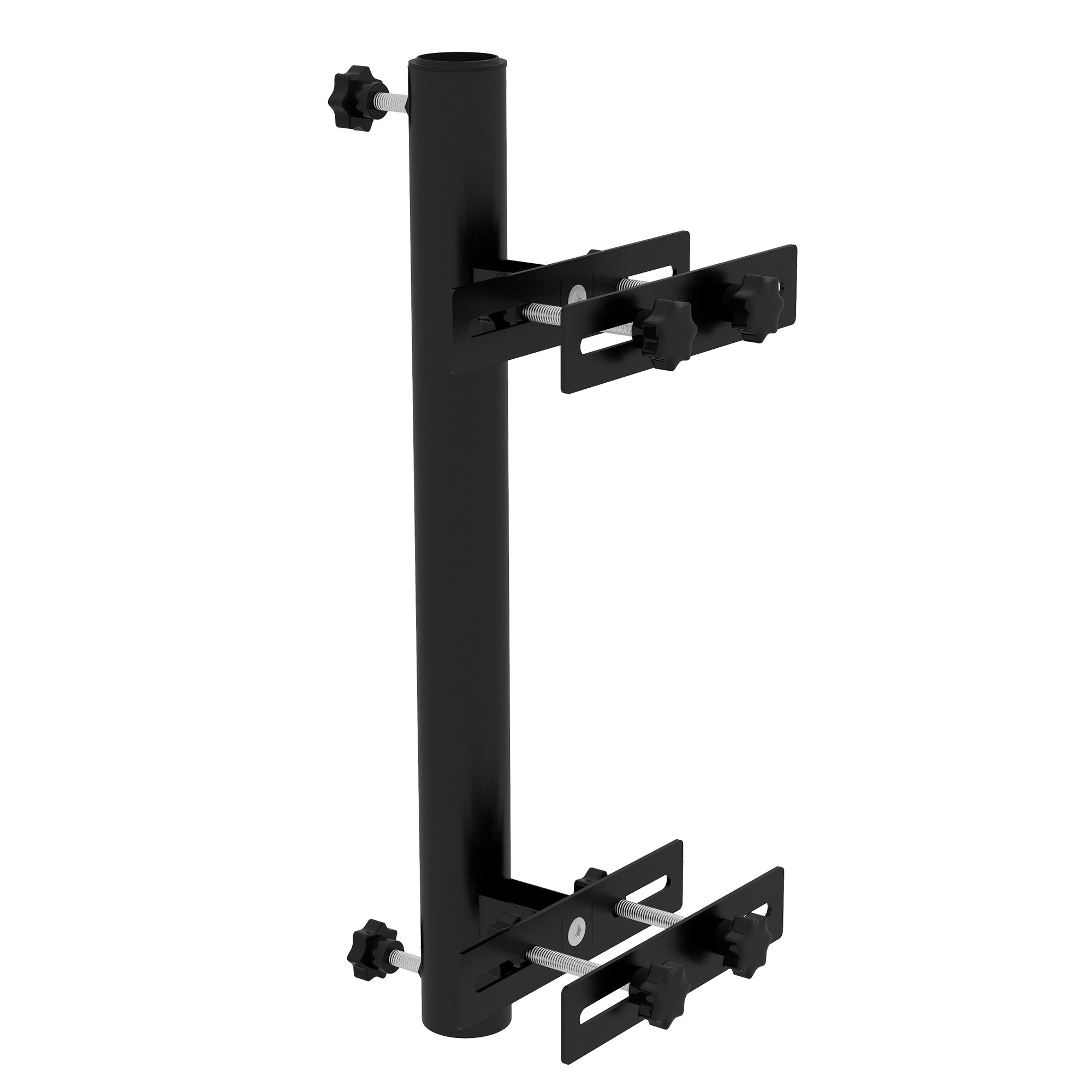 Patio Umbrella Holder Stand for Deck Railing, Umbrella Deck Mount Bracket with Adjustable Clamps, Black