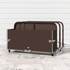 PE Rattan Pool Float Storage Organizer with Wheels, Brown