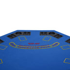 Poker Table Foldable, 47" Octagon Blackjack Poker Game Table for 8 Players with Cup Holders and Chips Tray, Blue Felt