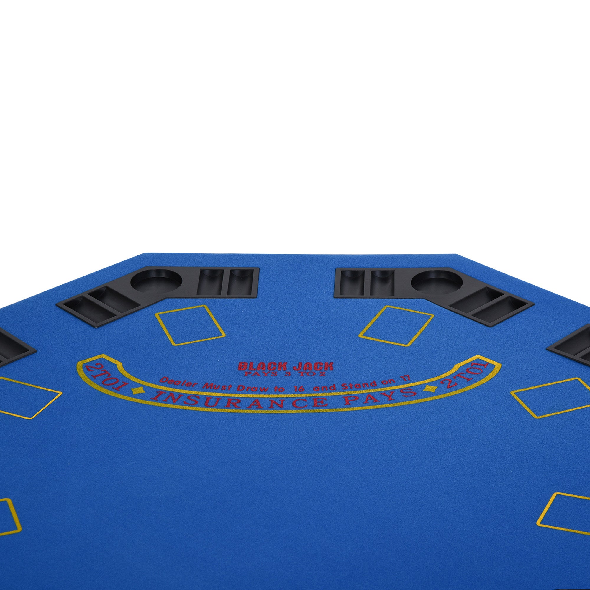 Poker Table Foldable, 47" Octagon Blackjack Poker Game Table for 8 Players with Cup Holders and Chips Tray, Blue Felt