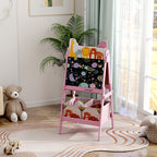 Doubel-Sided Easel for Kids w/ Whiteboard, Chalkboard, Storage Boxes, Blue