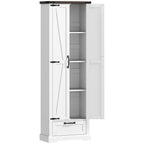 71" Pantry Cabinet, Kitchen Storage Cabinet with Adjustable Shelves, Barn Doors and Drawer for Dining Room, White