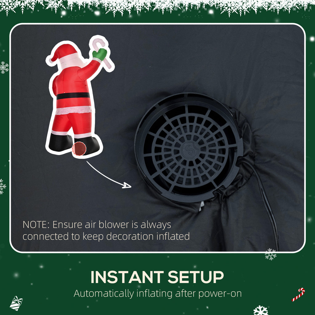 8' Christmas Inflatable Santa Claus with Candy Cane, Outdoor Blow-Up Yard Decoration with LED Lights Display