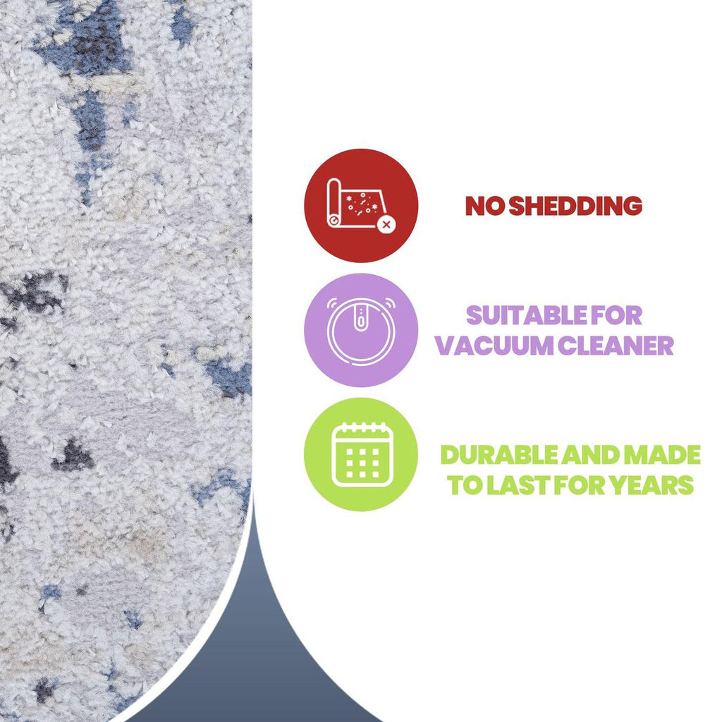 Naar 2x8 Stain-Resistant Area Rug with Cotton Backing, Medium Pile, Carpet for Living Room, Bedroom, Home Office, 96" L x 26" W x 0.3" H, Gray