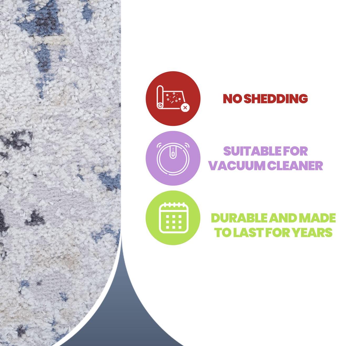 Naar 2x8 Stain-Resistant Area Rug with Cotton Backing, Medium Pile, Carpet for Living Room, Bedroom, Home Office, 96" L x 26" W x 0.3" H, Gray