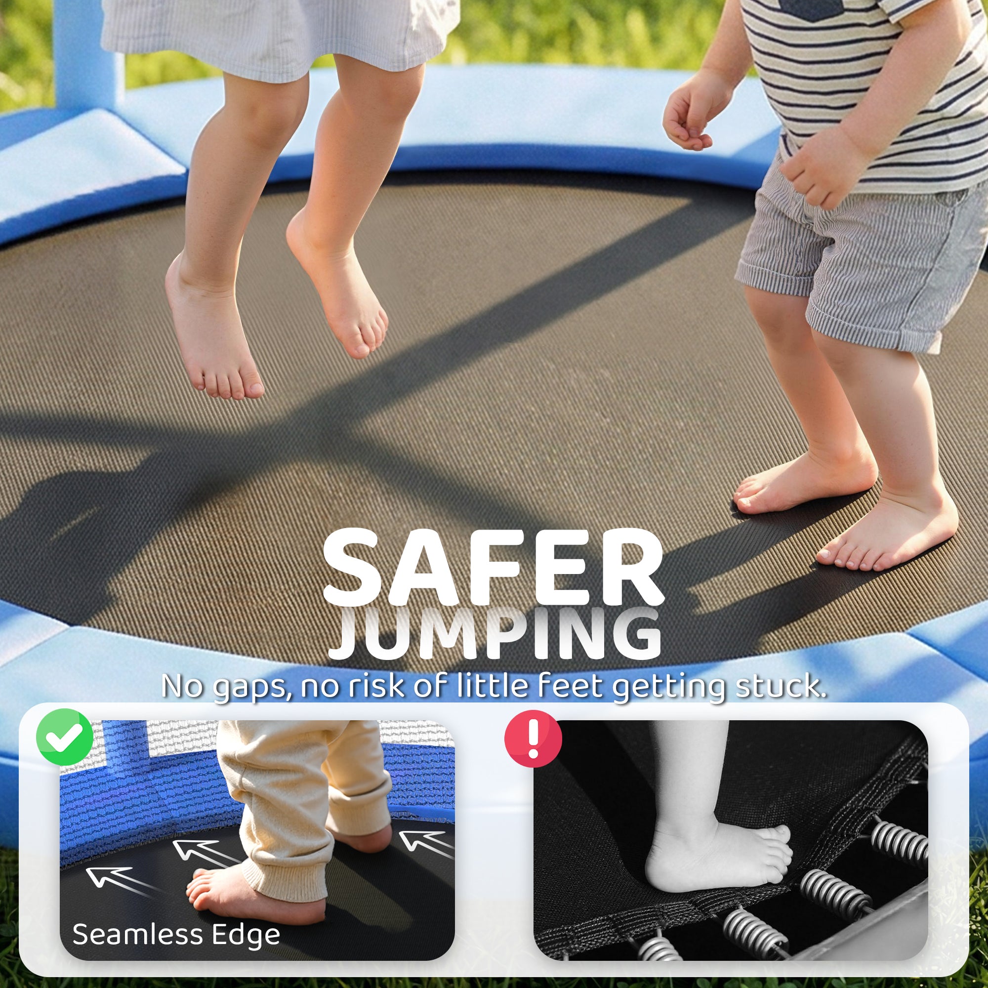 Φ5FT Kids Trampoline with Enclosure Net for Age 3 to 6 Years Blue