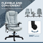 6 Point Vibrating Massage Office Chair with Heat, Microfiber Massage Desk Chair with Reclining Backrest, Light Gray