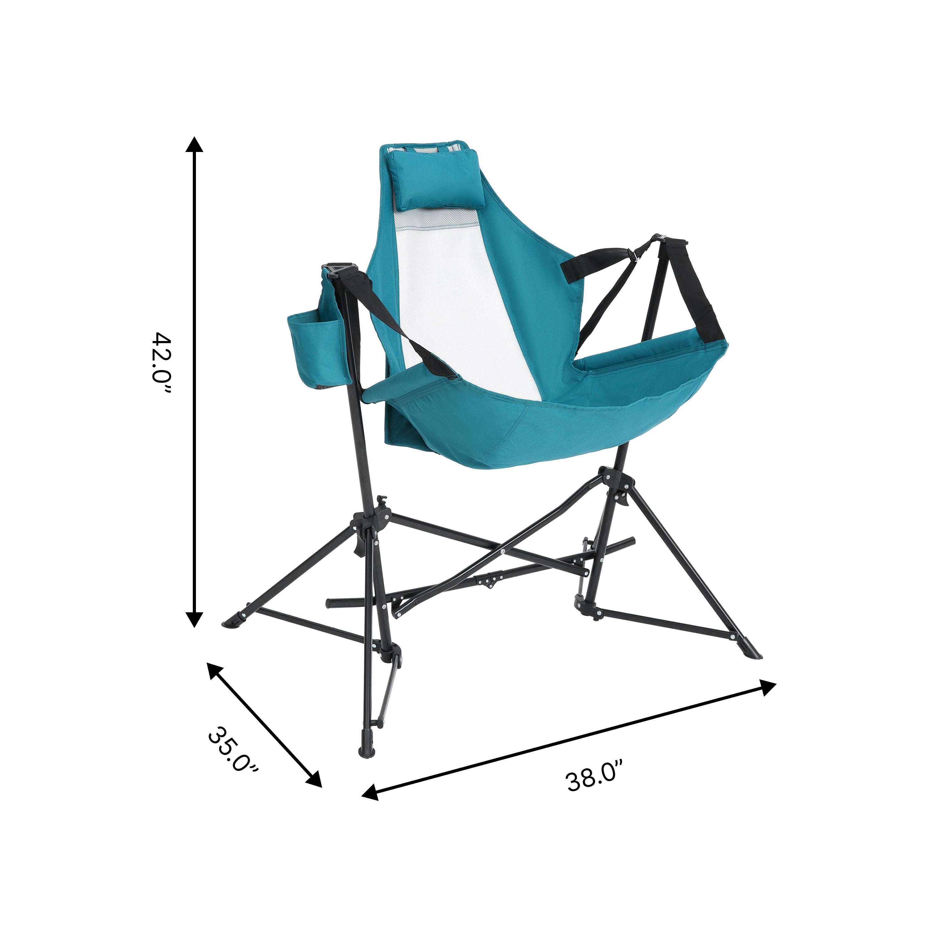 Set of 2 Hammock Camping Chair with Adjustable Back, Cup Holder, Carry Bag, Folding Portable Chairs with Pillow, 35" L x 38" W x 42" H, Blue