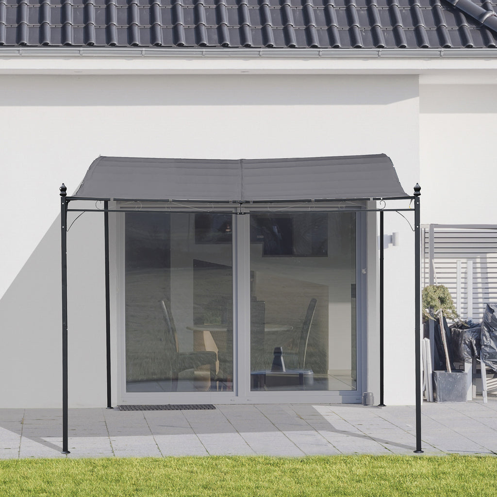 Durable 10x10 Steel Pergola, Wall-Mounted with Canopy for Patio Perfect for Homeowners, Gray