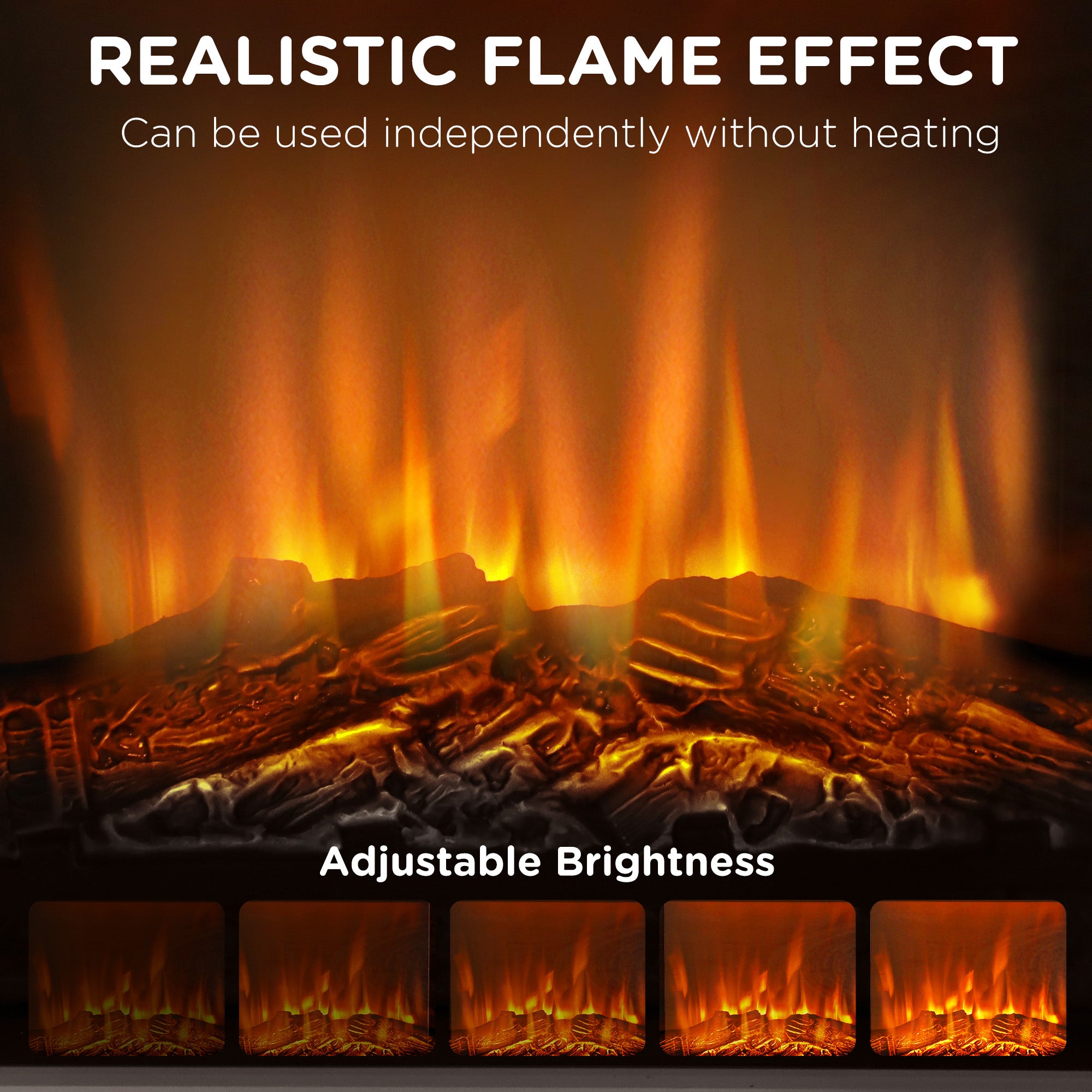 26" Freestanding Electric Fireplace with Mantel, 1400W Replaceable Fireplace Insert Heater with 3D Flame Effect, Brown