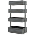 Outdoor Wooden Vertical Garden Planter, 4 Tier Planter Box, Self-Draining for Flowers, Vegetables, Herbs, Gray