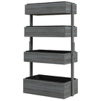 Outdoor Wooden Vertical Garden Planter, 4 Tier Planter Box, Self-Draining for Flowers, Vegetables, Herbs, Gray
