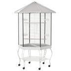 77" Flight Bird Cage Hexagon Covered Canopy Portable Aviary With Storage