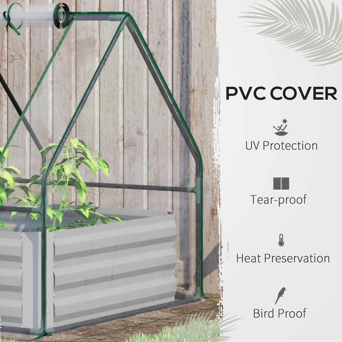 Raised Garden Bed with Cover, Outdoor Galvanized Metal Planter Box Kit, 4 x 3 ft Mini Greenhouse with 2 Large Screen Windows, for Growing Flowers, Vegetables and Herbs, Clear