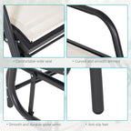 Outdoor Glider Chair, Steel Swing Chai with Curved Armrests for Porch, Garden, Poolside, Balcony, Cream White