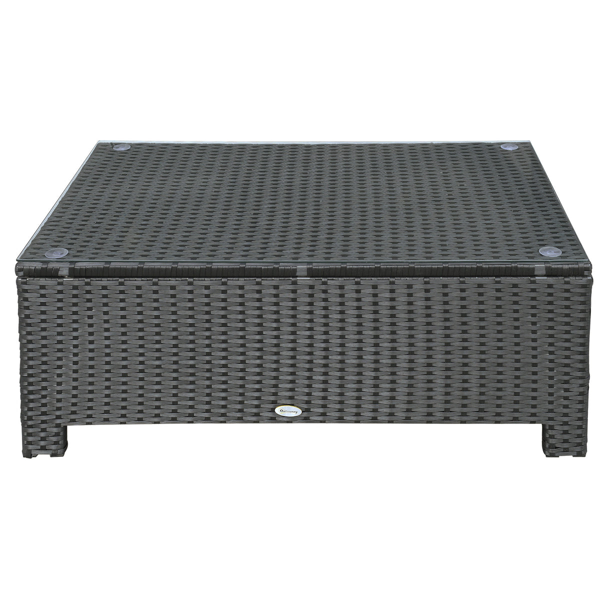 Patio Coffee Table, Large Side Table, Hand-Woven PE Rattan, Weather Resistant Wicker, Outdoor Furniture for Garden Black
