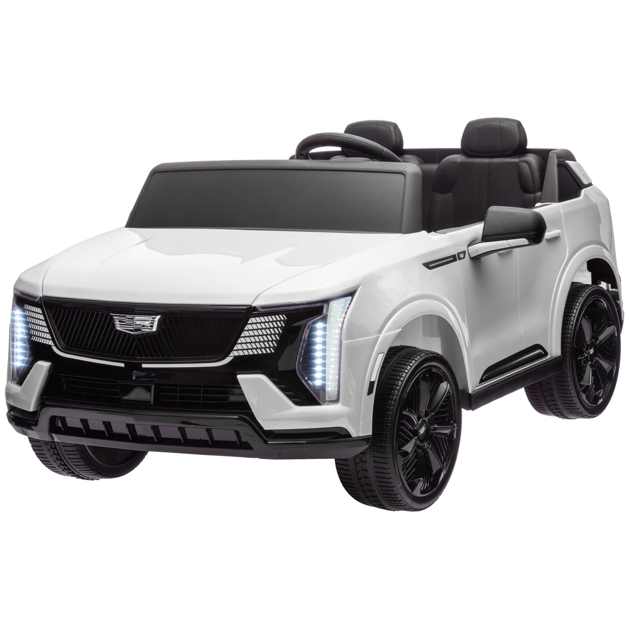 2-Seater 12V 10AH Ride on Truck, Escalade Licensed Electric Car for Kids w/ Spring Suspension Wheels, White