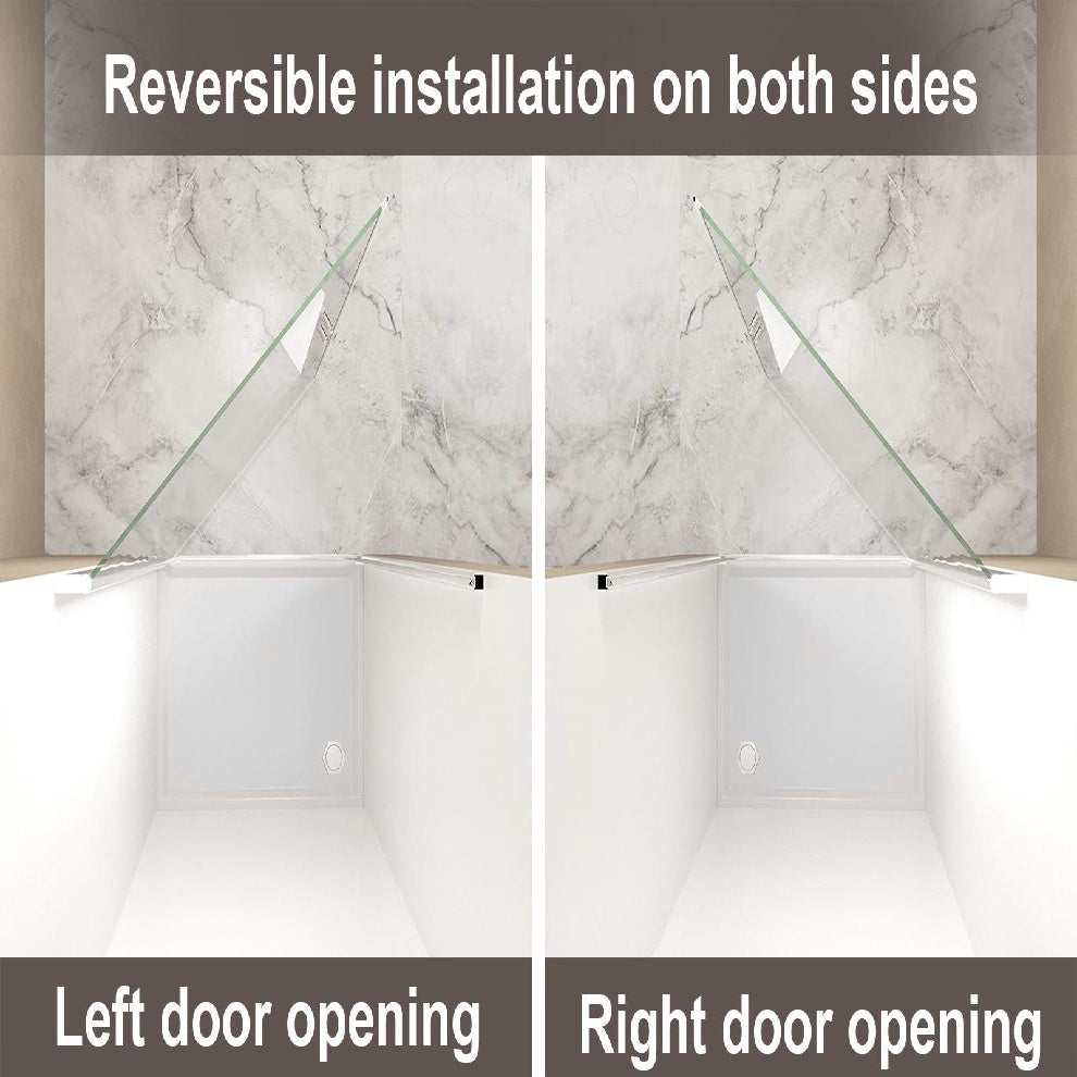 36” Pivot Shower Door with Explosion-Proof Film and Tempered Glass, Bathroom Door with Stainless Steel Handle, 36" L x 0.5" W x 72" H, Chrome