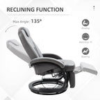 Faux Leather Manual Recliner, Adjustable Swivel Lounge Chair, Armchair with Footrest and Round Base for Living Room, Gray
