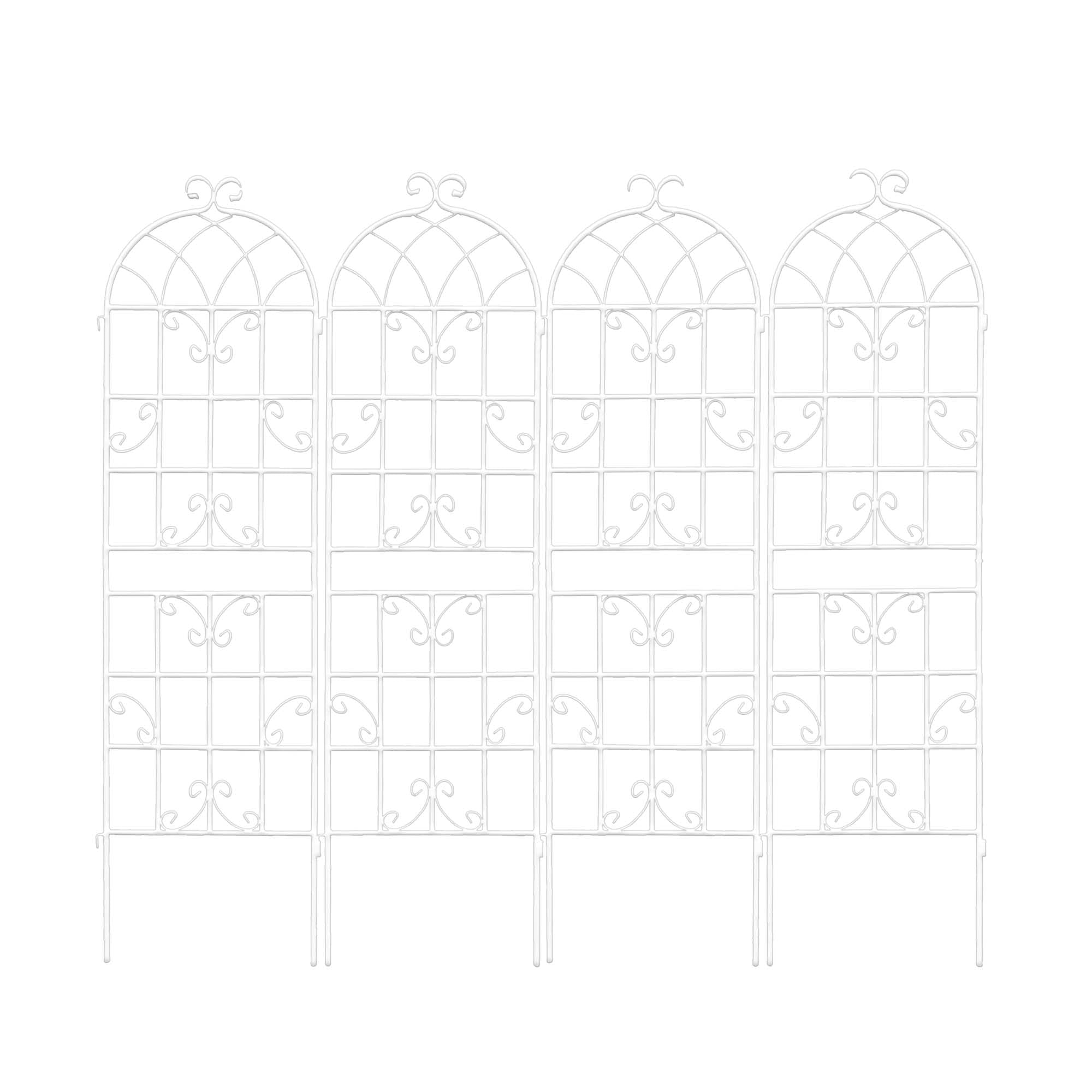 4 Pack Outdoor Rustproof Garden Trellis with Easy Assembly, Metal Flower Trellis for Climbing Plant, 80" L x 71" H, Cream White