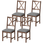Set of 4 Dining Chairs, Upholstered X-Back Dining Room Chairs with Rubberwood Legs and Padded Seat for Kitchen, Walnut