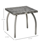 Outdoor PE Wicker Side Table, Small Square Rattan End Table, All-Weather Material Coffee Table for Garden, Balcony, Backyard, Grey