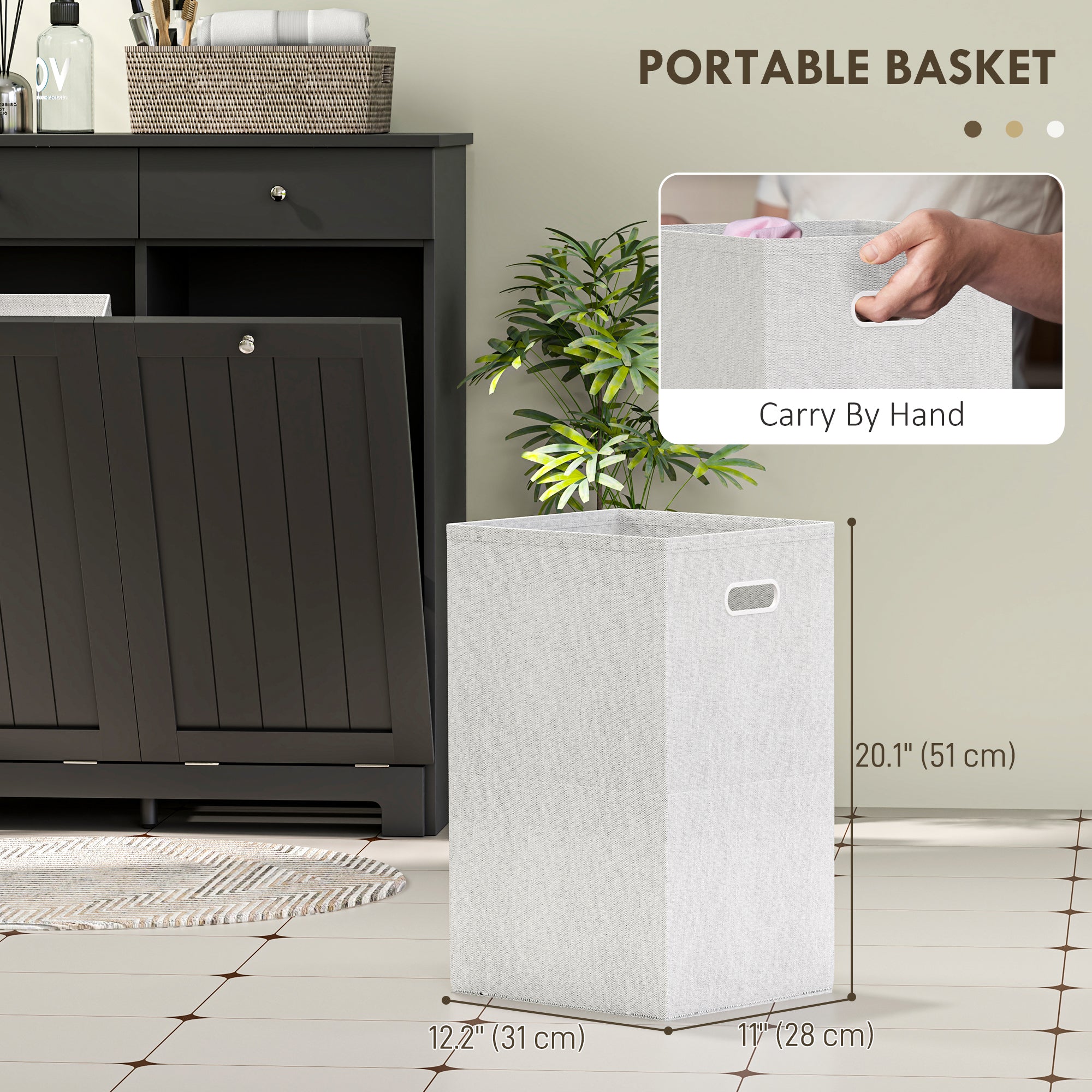 Laundry Hamper Cabinet, Laundry Cabinet with 2 Tilt Out Laundry Baskets and 2 Drawers, Black