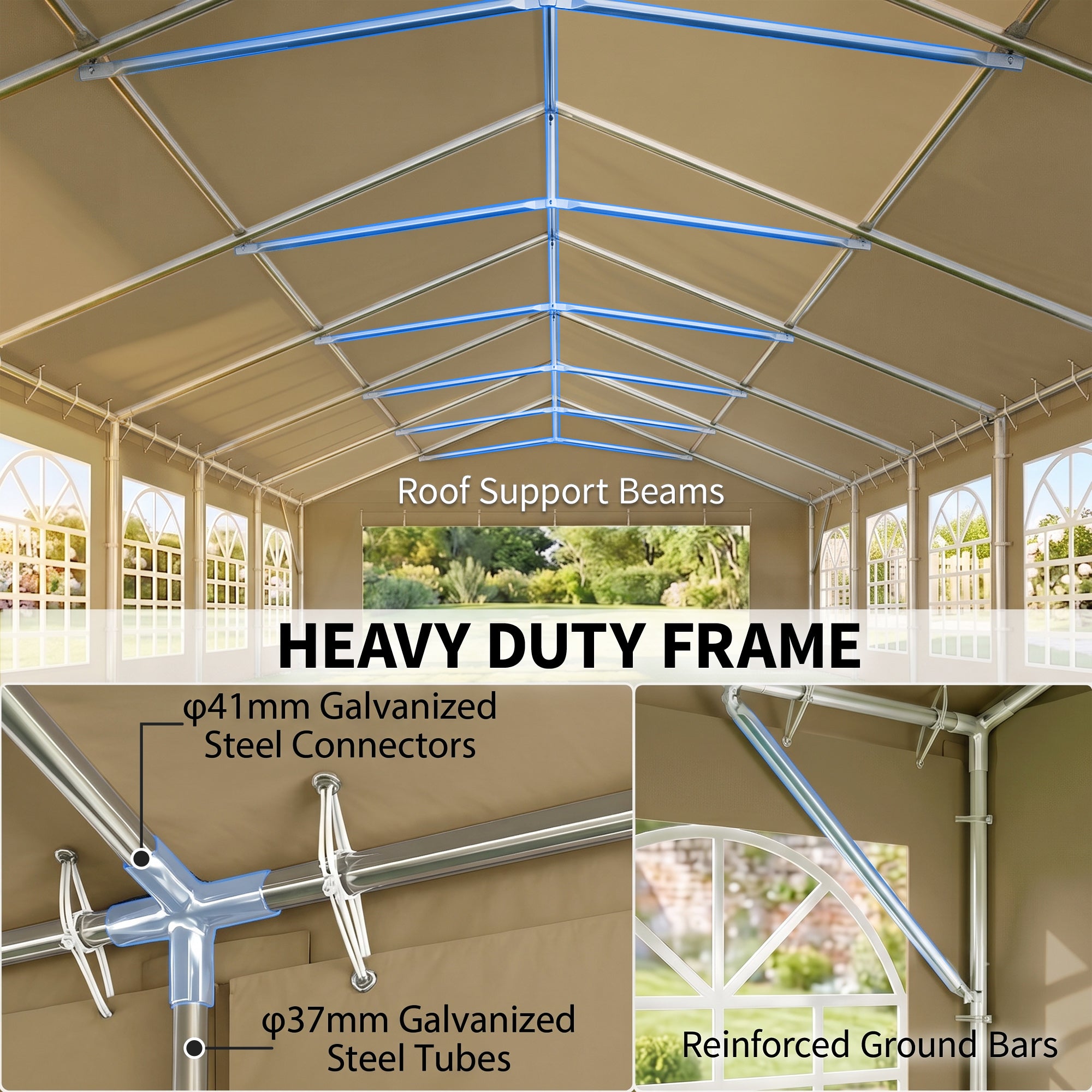 20' x 40' Party Tent, Outdoor Canopy Tent with Removable Sidewalls, 12 Windows for Parties, Wedding, Events, BBQ, Brown