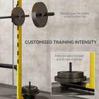 Squat Rack with Pull Up Bar and Barbell Bar Adjustable Bench Press Multi-Function Weight Lifting Half Rack, Yellow