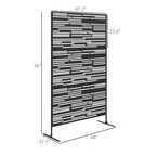 78" H x 48" W Metal Outdoor Privacy Screen, Freestanding Decorative Privacy Fence Screen for Balcony, Black