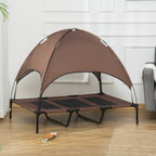 48" x 36" Elevated Portable Dog Cot Cooling Pet Bed with UV Protection Canopy Shade, Coffee