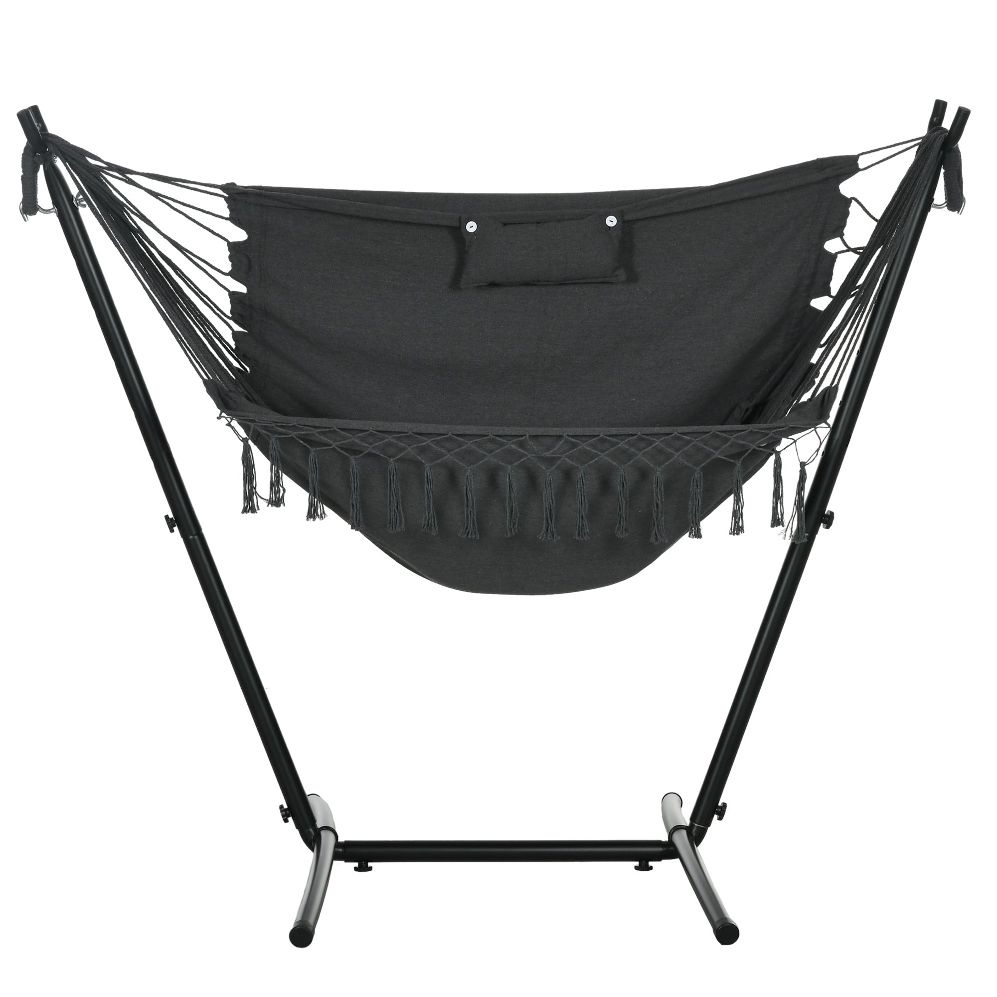 U Shape Stand Hammock Chair, Headrest Include Hammock Swing, Dark Gray